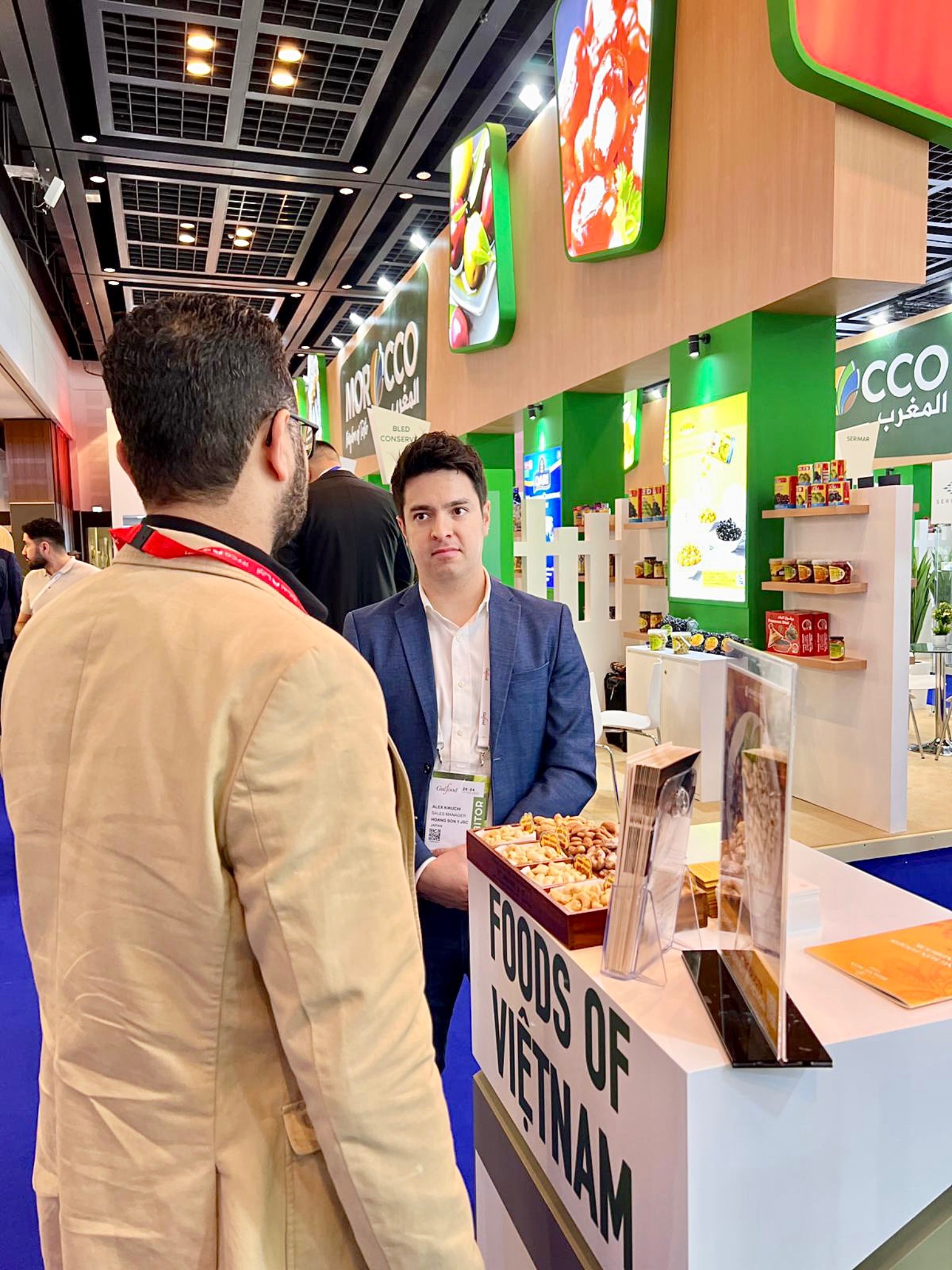 Customers visit Hoang Son Food's booth at Gulfood 2023